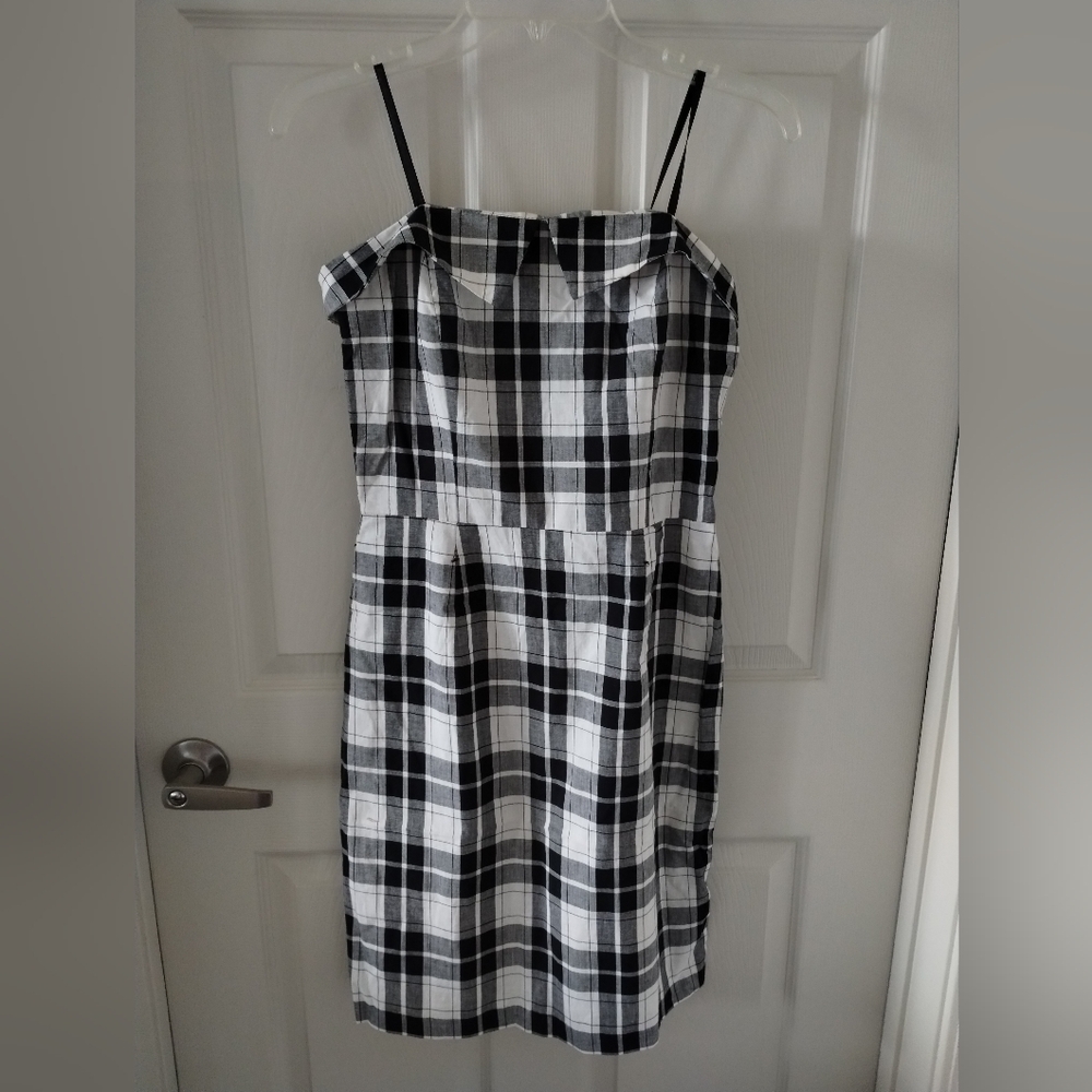 Byer California Black and White Plaid Strapless Dress Size 9 NWT